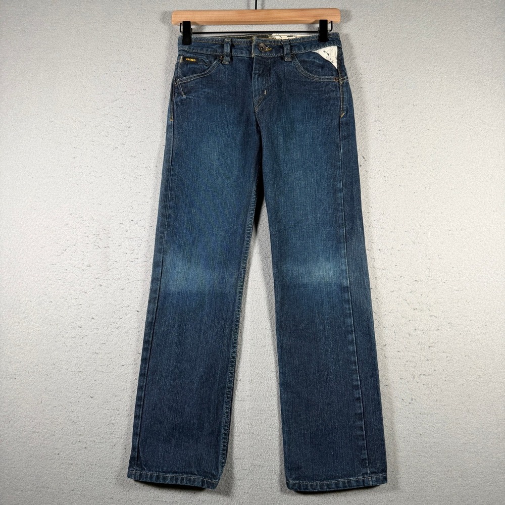 Volcom‎ Enowen Youth Jeans 26x26 Dark Wash Blue Classic Straight Leg Denim